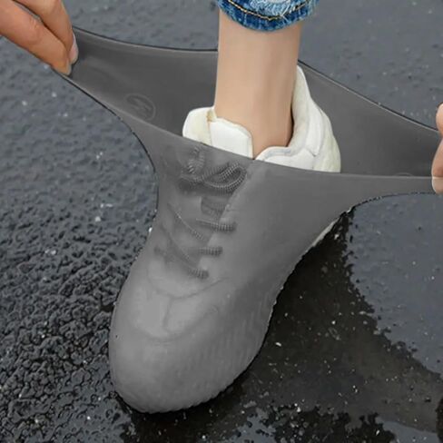 2Pairs Latex Rain Boots, Waterproof Shoe Covers, Reusable for Outdoor Rain Protection - BLACK in Saudi Arabia