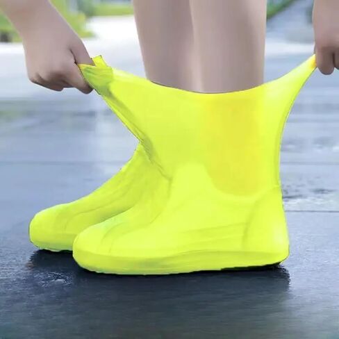 2Pairs Latex Rain Boots, Waterproof Shoe Covers, Reusable for Outdoor Rain Protection - BLACK in Saudi Arabia