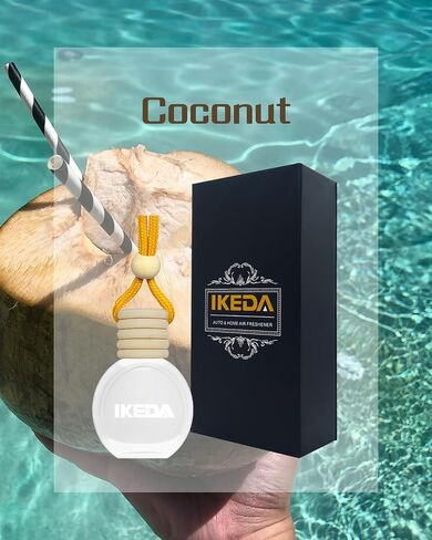 معطر هواء للسيارة معلق، رائحة السيارة مع زجاجة بمشبك فتحة تهوية، عطر يدوم لمدة 45 يومًا، موزع للزيوت العطرية، مزيل للروائح الكريهة للمنزل (دائري، جوز الهند) in Kuwait