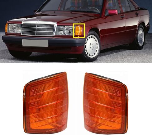 Amber Turn Signal Light Cover 0008209821, Compatible with Mercedes Benz W201/E200/E220/E230/E280/E320 1982-1993, Car Front Corner Light Covers Turn Signal Light Cap, 1 Pair in Saudi Arabia
