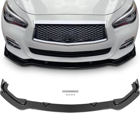 SCITOO 3PCS Black PP Front Bumper Body Kit Spoiler Chin Spoiler Front Bumper Lip Fit for 2014-2017 Infiniti Q50 Base Premium in Saudi Arabia