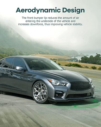 SCITOO 3PCS Black PP Front Bumper Body Kit Spoiler Chin Spoiler Front Bumper Lip Fit for 2014-2017 Infiniti Q50 Base Premium in Saudi Arabia