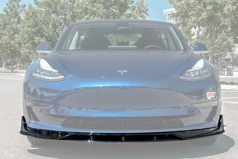 Replacement For 2017-2023 Tesla Model 3 | Performance Track Style ABS Plastic PAINTED GLOSSY BLACK Front Bumper Lower Lip Splitter in Saudi Arabia