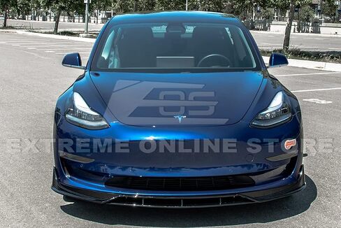 Replacement For 2017-2023 Tesla Model 3 | Performance Track Style ABS Plastic PAINTED GLOSSY BLACK Front Bumper Lower Lip Splitter in Saudi Arabia