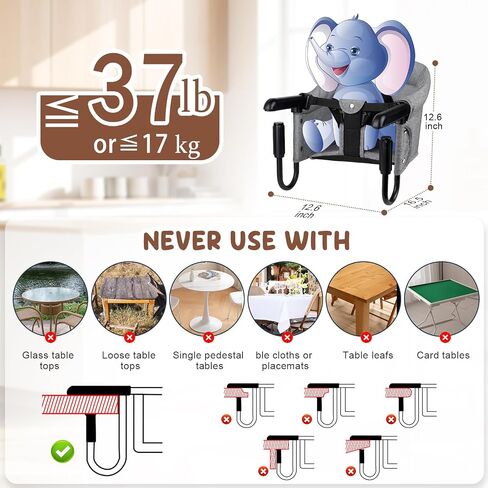 Hook On High Chair for Baby Toddlers (6-36 Months),Attach to Fast Table Chairs,Portable High Chair for Travel and Home,Restaurants,Foldable Storage Feeding Seat, Booster Seat for Kitchen Chair in Saudi Arabia