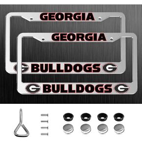 2-Piece License Plate Frames for Georgia Bulldogs, 2 Holes Aluminum License Plate Holder for UGA, Matte Black Universal Car Tag Plate Frames with Screws in Saudi Arabia