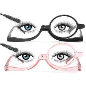 SODQW 2 Packs Makeup Reading Glasses for Women Round One Eye Rotating Magnifying Cosmetic Readers Make Up Eyeglasses in Kuwait