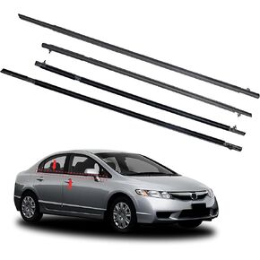 ختم قولبة النافذة لملحقات Honda Civic 2012-2015، حزام تجريد الطقس المطاطي الأسود للباب الخارجي، استبدال 72450-TR0-A01 (4 قطع) in Kuwait
