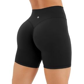 شورت نسائي عالي الخصر للتمرين بطول 15.24 سم قابل للتنفس، سروال يوجا مرن للجري in Kuwait
