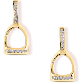 أقراط ركاب من الذهب عيار 18 قيراط - مطلية بالذهب عيار 18 قيراط وأكثر من 925 من الفضة الإسترلينية مع أقراط تشيكوسلوفاكيا - أقراط غربية. خفيف الوزن ولا يسبب الحساسية، وآمن للأذنين الحساسة. هدية مجوهرات الحصان لها in Kuwait