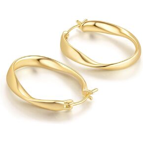 Gold Hoops Earrings for Women 14K Gold Earrings for Women Hoops Earring for Womens Hoop Twisted Wave Hoop Earring for Womens in Saudi Arabia