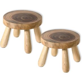 7 Inch Solid Wood Step Stool, Natural Growth Ring Wood Stool for Adults, Kids and Toddlers, Simple Minimalist Riser for Plants and Home Décor in Kuwait