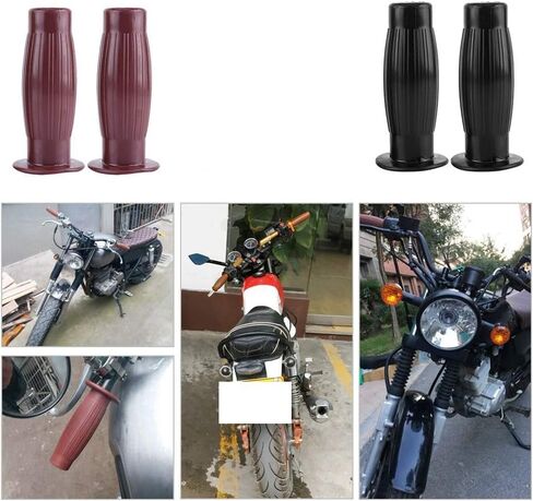 Anauto 7/8in 1in Motorcycle Hand Grips Universal Antiskid Bottle Hand Grips Motorcycle Vintage Hand Grips End Rubber Gel Handlebar(Black) in Saudi Arabia