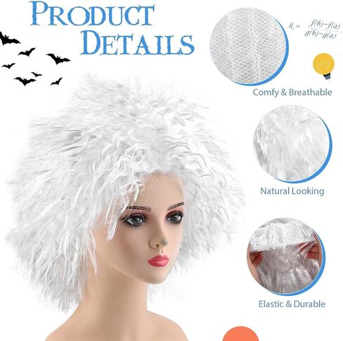 6 Pcs Halloween Mad Scientist Costume for Adult with Lab Coat Goggles Glasses Wig Rubber Gloves for Halloween Party in Saudi Arabia