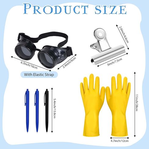 6 Pcs Halloween Mad Scientist Costume for Adult with Lab Coat Goggles Glasses Wig Rubber Gloves for Halloween Party in Saudi Arabia