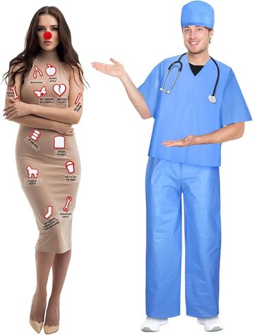 زي عملية الهالوين للزوجين زي الطبيب والمريض للبالغين والنساء والرجال وحفلات الهالوين التنكرية in Kuwait