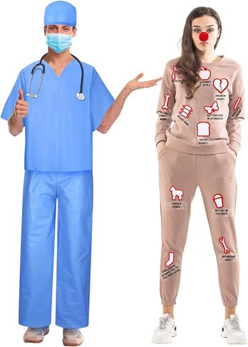 زي عملية الهالوين للزوجين زي الطبيب والمريض للبالغين والنساء والرجال وحفلات الهالوين التنكرية in Kuwait