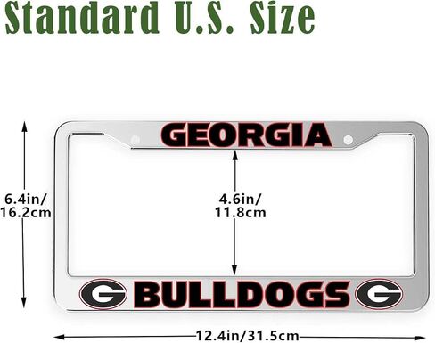 2-Piece License Plate Frames for Georgia Bulldogs, 2 Holes Aluminum License Plate Holder for UGA, Matte Black Universal Car Tag Plate Frames with Screws in Saudi Arabia