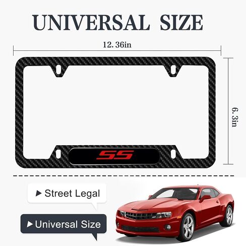 متوافق مع إطار لوحة ترخيص Camaro SS من حامل لوحة الترخيص من ألياف الكربون مقاس 6 بوصات × 12 بوصة مع براغي لتزيين أغطية حامل بطاقات السيارة. (JT-HJ-S-S) in Kuwait