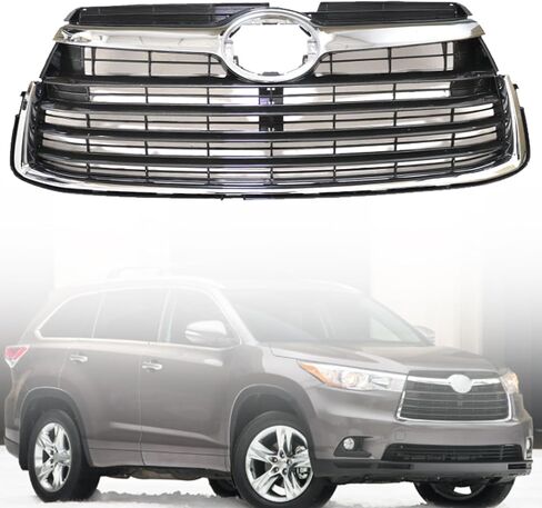 GXARTS Chrome Bumper Front Upper Grille 53102-0E040، 531010E200 متوافق مع Toyota Highlander 2014-2016 in Saudi Arabia