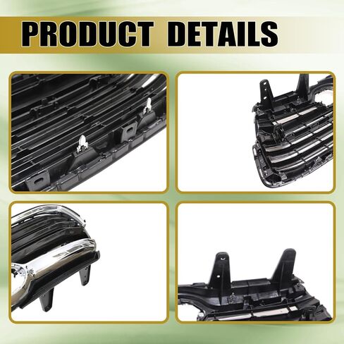 GXARTS Chrome Bumper Front Upper Grille 53102-0E040، 531010E200 متوافق مع Toyota Highlander 2014-2016 in Saudi Arabia