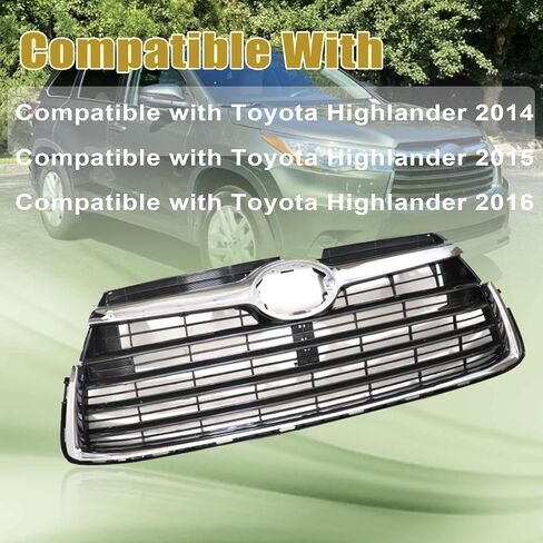 GXARTS Chrome Bumper Front Upper Grille 53102-0E040، 531010E200 متوافق مع Toyota Highlander 2014-2016 in Saudi Arabia
