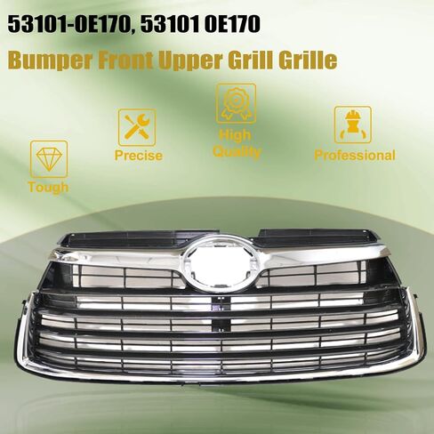 GXARTS Chrome Bumper Front Upper Grille 53102-0E040، 531010E200 متوافق مع Toyota Highlander 2014-2016 in Saudi Arabia