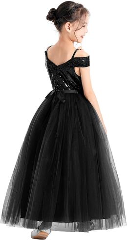 ekidsbridal الترتر قبالة الكتف الأب ابنة الرقص فساتين الحفلة للفتيات 322 in Saudi Arabia