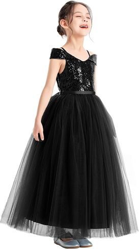 ekidsbridal الترتر قبالة الكتف الأب ابنة الرقص فساتين الحفلة للفتيات 322 in Saudi Arabia