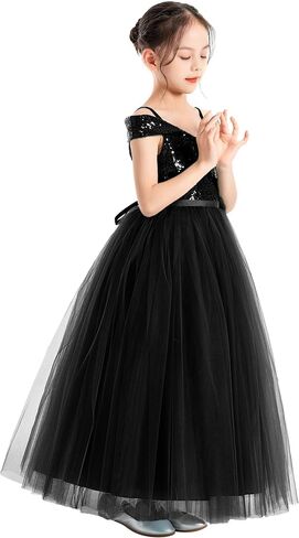 ekidsbridal الترتر قبالة الكتف الأب ابنة الرقص فساتين الحفلة للفتيات 322 in Saudi Arabia