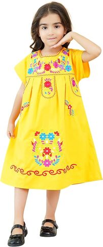 Mexican Dress for Girls Traditional Fiesta Kids Embroidered Dresses Girl Cinco De Mayo Clothes Vestido Mexicano in Kuwait
