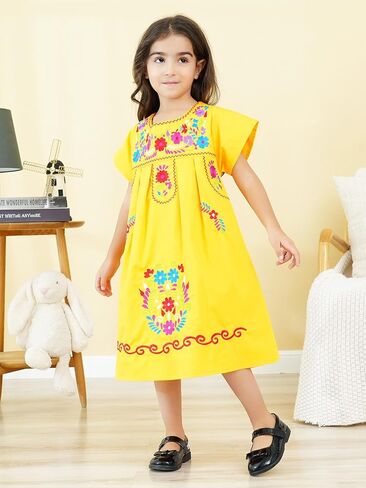 Mexican Dress for Girls Traditional Fiesta Kids Embroidered Dresses Girl Cinco De Mayo Clothes Vestido Mexicano in Kuwait