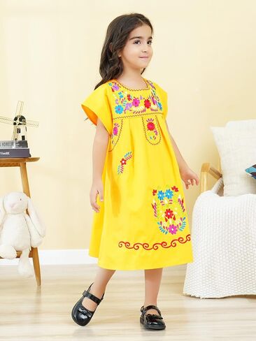 Mexican Dress for Girls Traditional Fiesta Kids Embroidered Dresses Girl Cinco De Mayo Clothes Vestido Mexicano in Kuwait