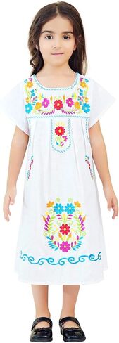 Mexican Dress for Girls Traditional Fiesta Kids Embroidered Dresses Girl Cinco De Mayo Clothes Vestido Mexicano in Kuwait