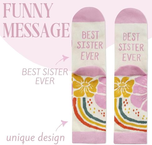 جوارب InnoBeta Sister Gifts، جوارب دائرية مقاس واحد للأخوات في عيد الميلاد - أفضل أخت على الإطلاق in Saudi Arabia