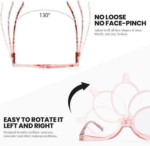 SODQW 2 Packs Makeup Reading Glasses for Women Round One Eye Rotating Magnifying Cosmetic Readers Make Up Eyeglasses in Kuwait