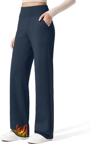 G4Free Women Fleece Lined Pants with Pockets Wide Leg Winter Thermal Work Trousers Dressy Casual Petite/Regular/Tall in Kuwait