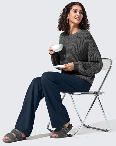 G4Free Women Fleece Lined Pants with Pockets Wide Leg Winter Thermal Work Trousers Dressy Casual Petite/Regular/Tall in Kuwait