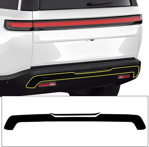 BOGAR TECH DESIGNS Lower Rear Chrome Delete Overlay Compatible with Rivian R1S 2022-2025, Gloss Black in Saudi Arabia