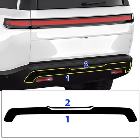 BOGAR TECH DESIGNS Lower Rear Chrome Delete Overlay Compatible with Rivian R1S 2022-2025, Gloss Black in Saudi Arabia