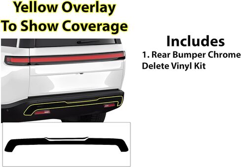 BOGAR TECH DESIGNS Lower Rear Chrome Delete Overlay Compatible with Rivian R1S 2022-2025, Gloss Black in Saudi Arabia