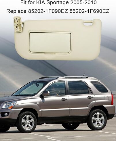 Left Driver Side Sun Visor Replacement Fit for KIA Sportage 2005 2006 2007 2008 2009 2010 Replace 85202-1F090EZ 85202-1F690EZ, Sunshade Without Light Beige in Saudi Arabia