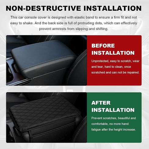 Car Center Console Cover, Upgraded Soft Leather Armrest Cover Cushion with 2 Side Storage Bags, Stylish Portable Car Middle Console Cover Accessories Protector for Most Vehicle (Dark Brown) in Saudi Arabia