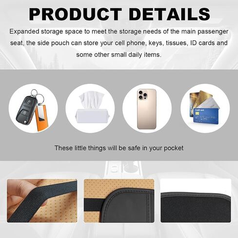 Car Center Console Cover, Upgraded Soft Leather Armrest Cover Cushion with 2 Side Storage Bags, Stylish Portable Car Middle Console Cover Accessories Protector for Most Vehicle (Dark Brown) in Saudi Arabia