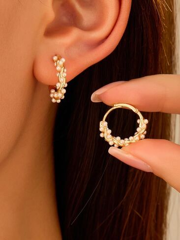 1 Pair Pearl Earrings for Women,Women's Fashion Jewelry, Chic Drop Earrings, Elegant Accessory for Parties in Saudi Arabia
