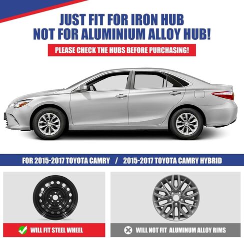 أغطية محور NIXON OFFROAD مقاس 16 بوصة لسيارة Toyota Camry 2015-2017 (متضمنة للهجين) [العجلة الفولاذية الملائمة فقط] غطاء حافة العجلة (مجموعة من 4) أغطية محور PP بديلة للسيارة (16 بوصة، طلاء، 5114Style) in Kuwait