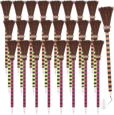 Halloween Witch Broom Pencil Colorful Witch Broom Pens Wizard Pencil Broom Writing Pencils Halloween Party Favors for Kids Adult Goody Bag Filler School Classroom Office Supplies(30 Pieces) in Saudi Arabia