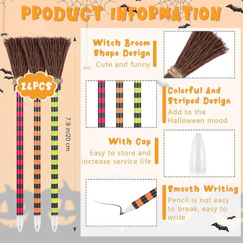 Halloween Witch Broom Pencil Colorful Witch Broom Pens Wizard Pencil Broom Writing Pencils Halloween Party Favors for Kids Adult Goody Bag Filler School Classroom Office Supplies(30 Pieces) in Saudi Arabia