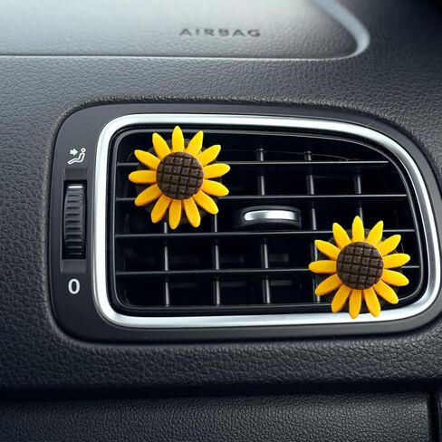 Car Sunflower Air Vent Clip, 6PCS Cute Sun Flower Vehicle Air Outlet Clamp Charm, Automotive Air Conditioning Clip Decoration Accessories, Universal for SUV, Sedan, Truck in Kuwait