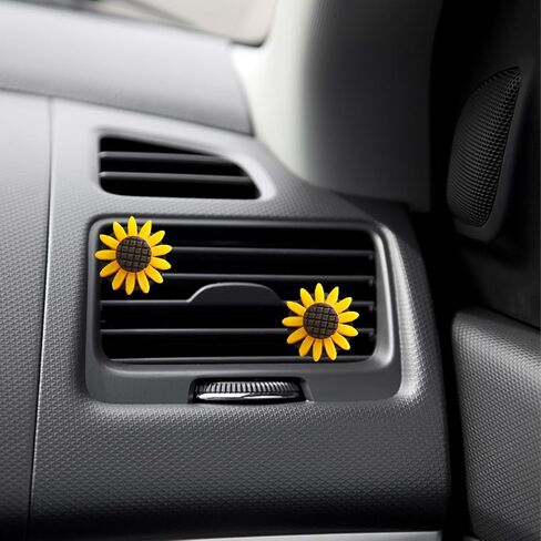 Car Sunflower Air Vent Clip, 6PCS Cute Sun Flower Vehicle Air Outlet Clamp Charm, Automotive Air Conditioning Clip Decoration Accessories, Universal for SUV, Sedan, Truck in Kuwait